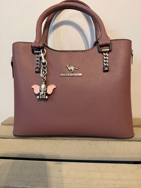 Mauve Top-Handle Satchel with Elephant Charm